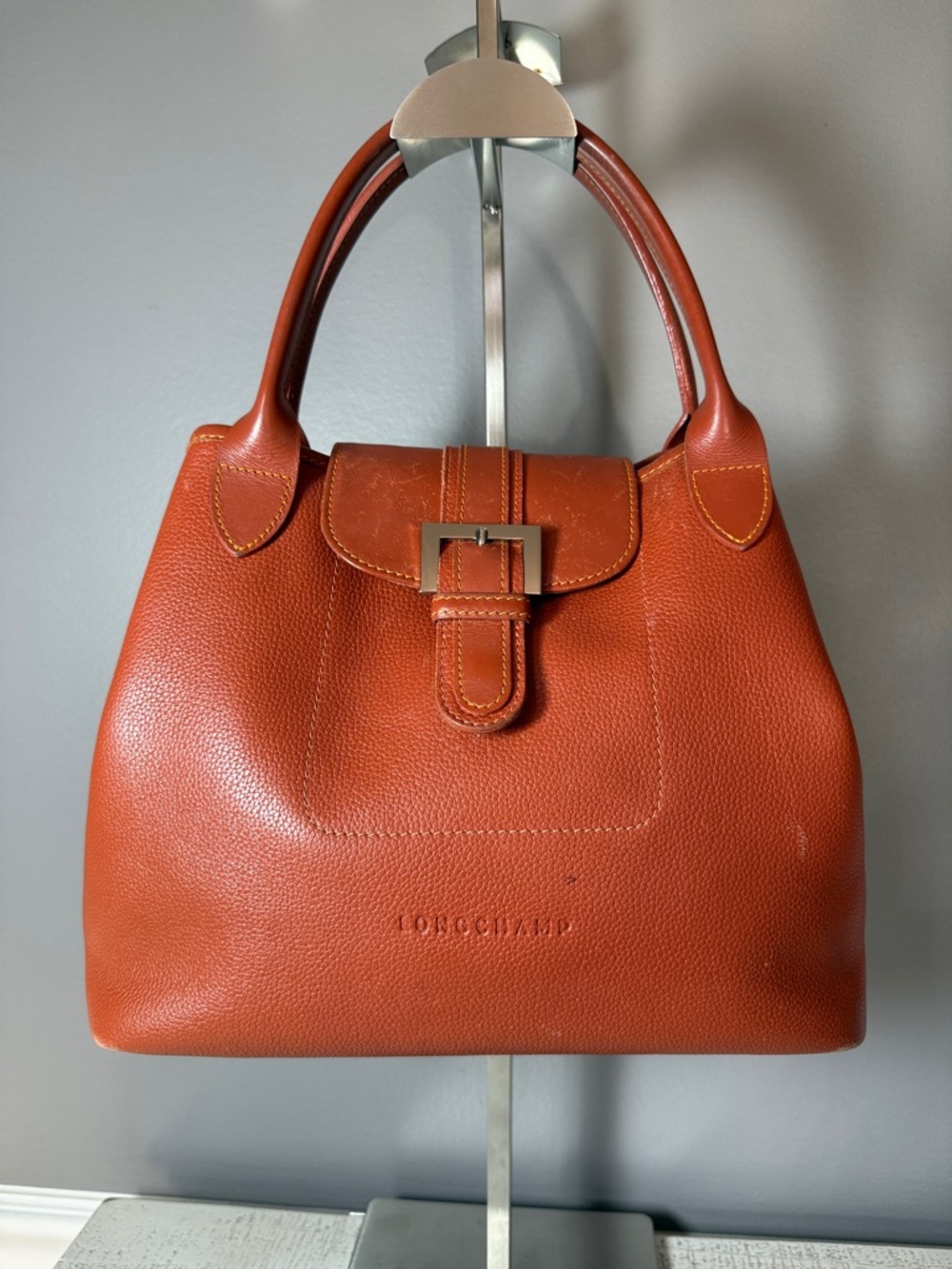 Longchamp Pebbled Leather Tote in Burnt Orange GUC - Picture 9 of 9